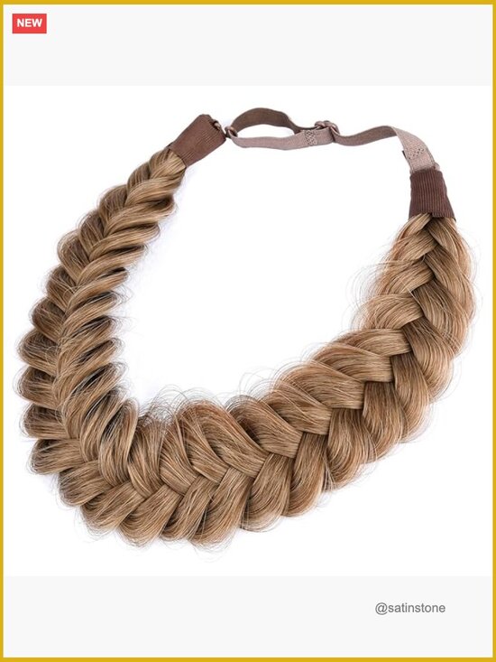 Synthetic Hair Braided Headband Hairpiece – Adjustable Strap Handmade